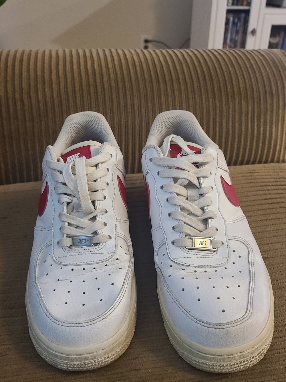 Nike Men’s Air Force 1 Low Leather Sneakers - White / Red